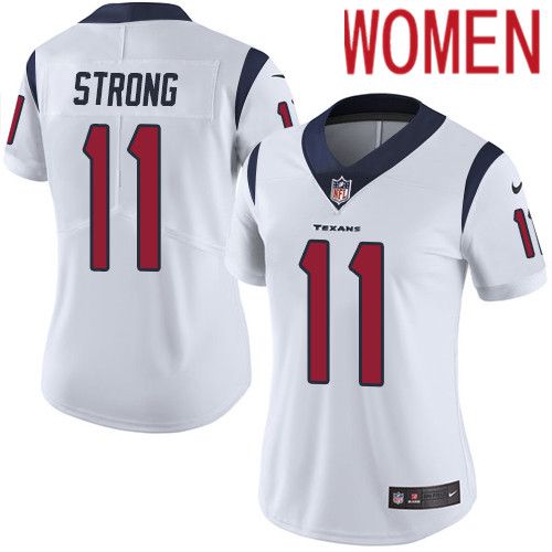 Women Houston Texans 11 Jaelen Strong White Nike Vapor Limited NFL Jersey